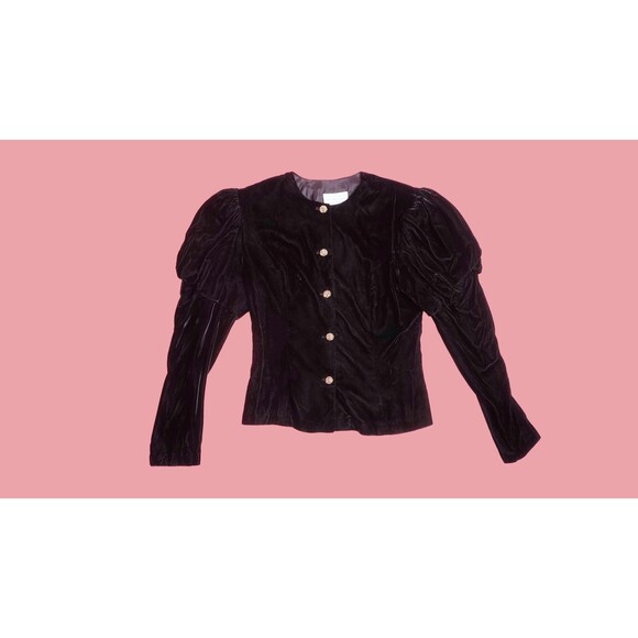 1990s. VICTORIAN Style SCOTT McCLINTOCK Velvet MUTTON Sleeve Jacket. Medium - Picture 2 of 12